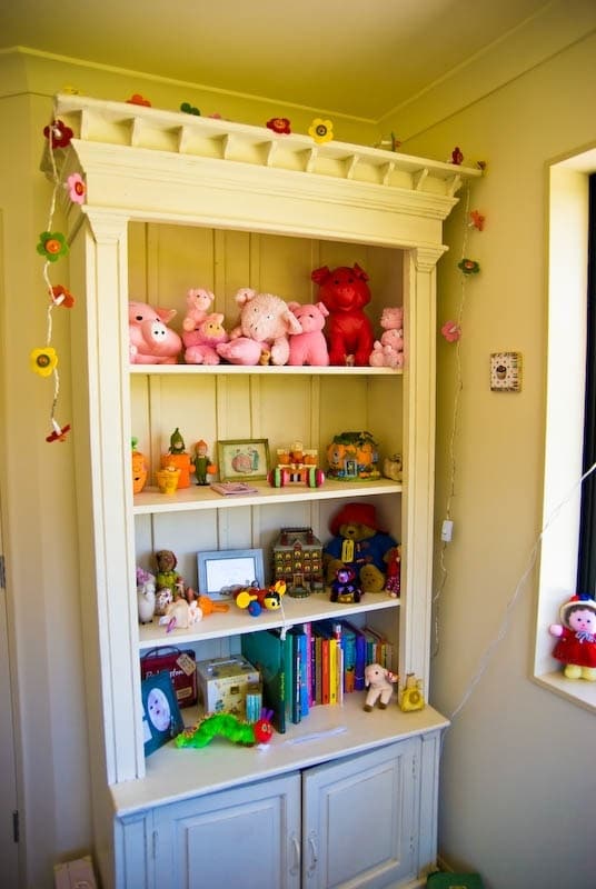 nursery shelving with lovely cabinet