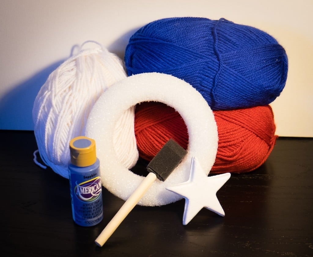 patriotic yarn wreath supplies