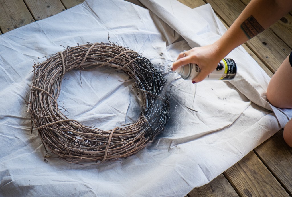 spray paint wreath