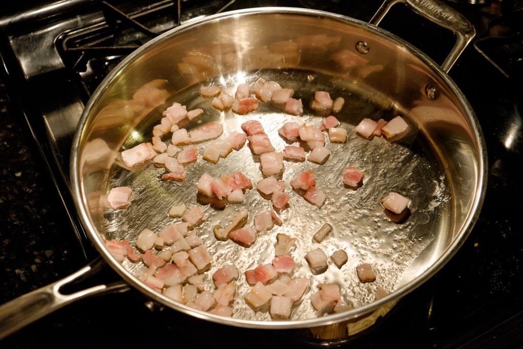 fry the diced bacon