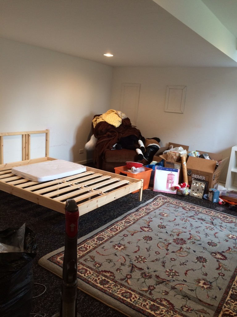 basement bedroom progress