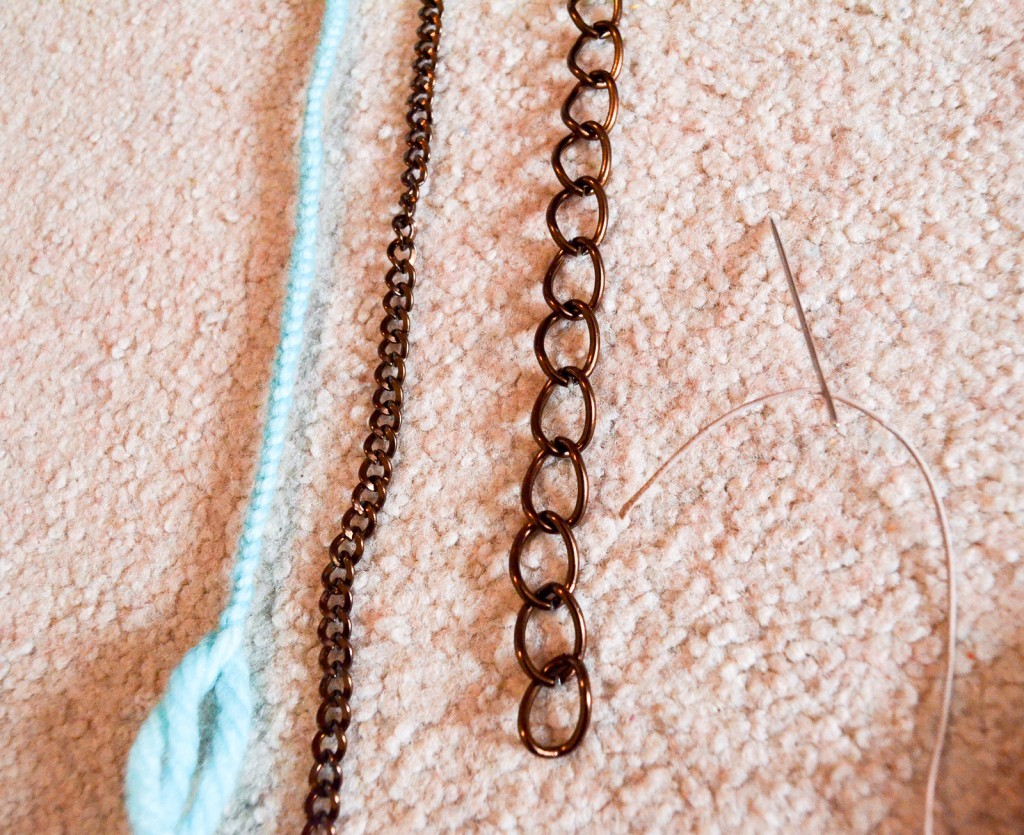leather cord in needle