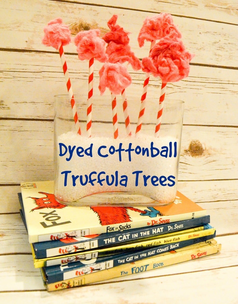 Dyed Cottonball Truffula Trees #DrSeuss #CraftLightning