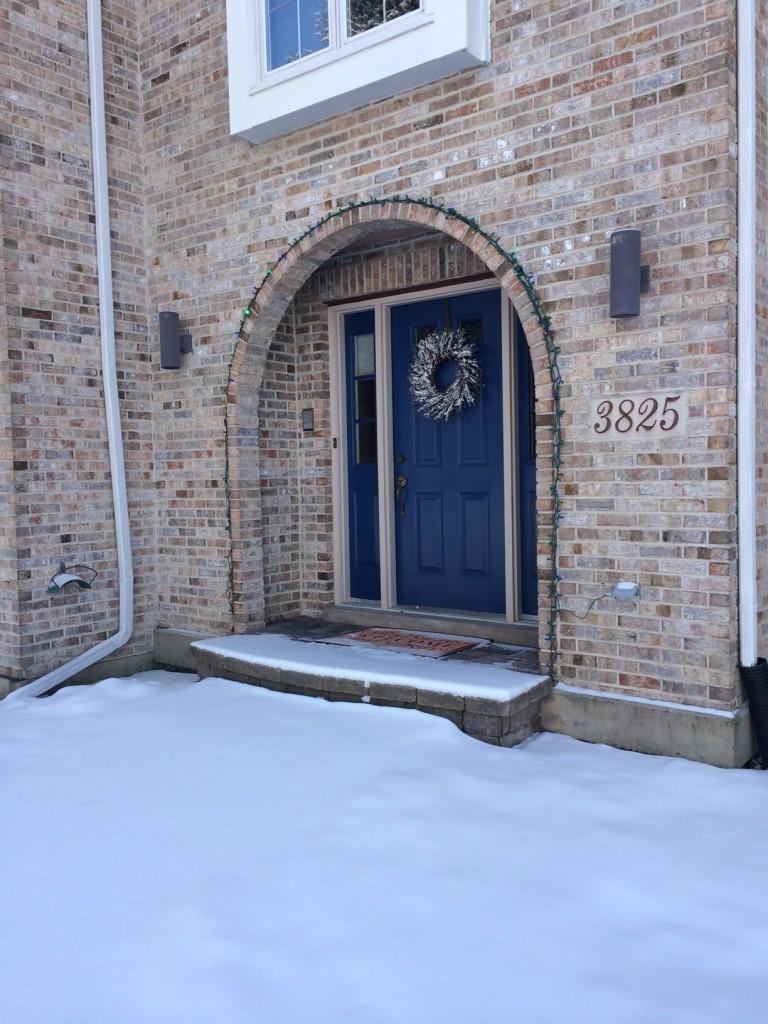 snowy front door