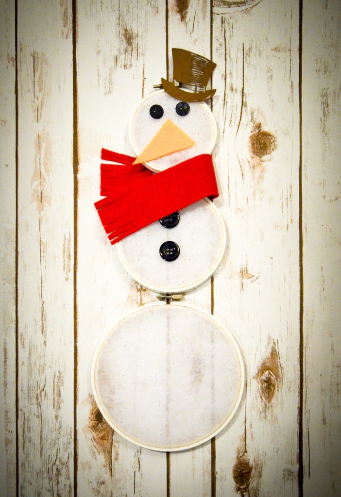 No-Sew Snowman Hoop Art