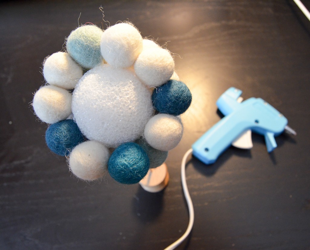 glue the felt balls