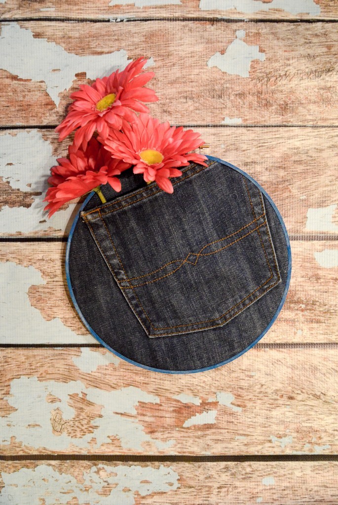 Recycled Denim Pocket Hoop Art