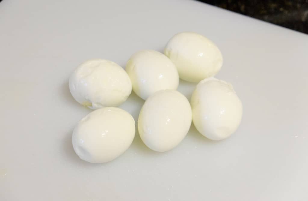 peeled hardboiled eggs