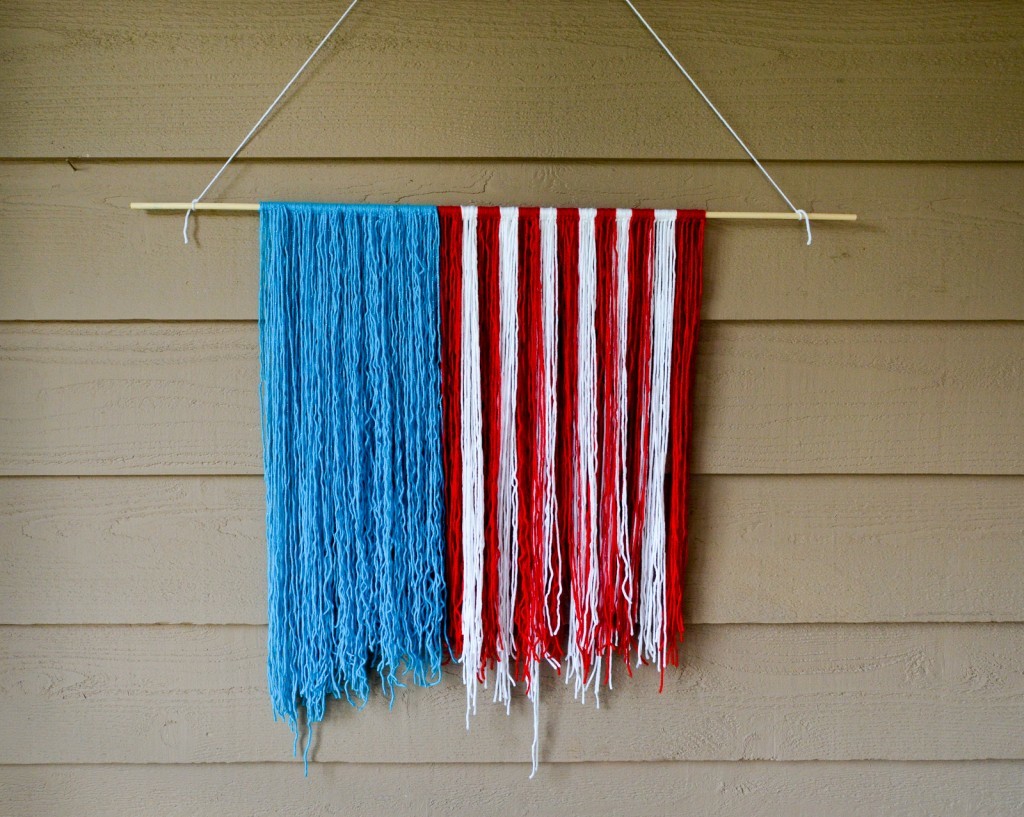 Red, White, and Blue Yarn Hanging