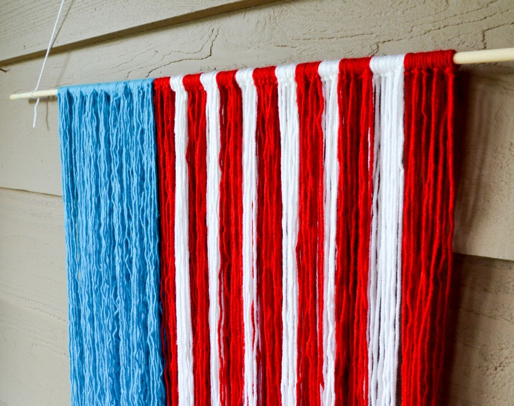 Red, White, and Blue Yarn Hanging