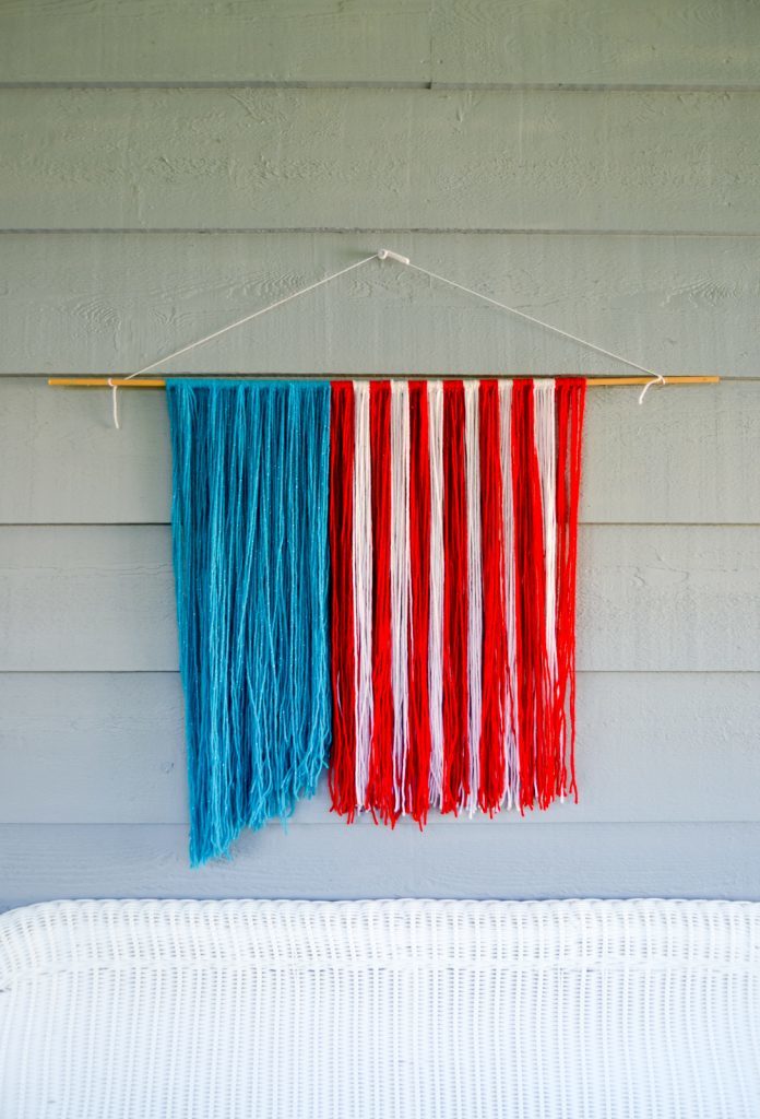 Red, White, and Blue Yarn Hanging