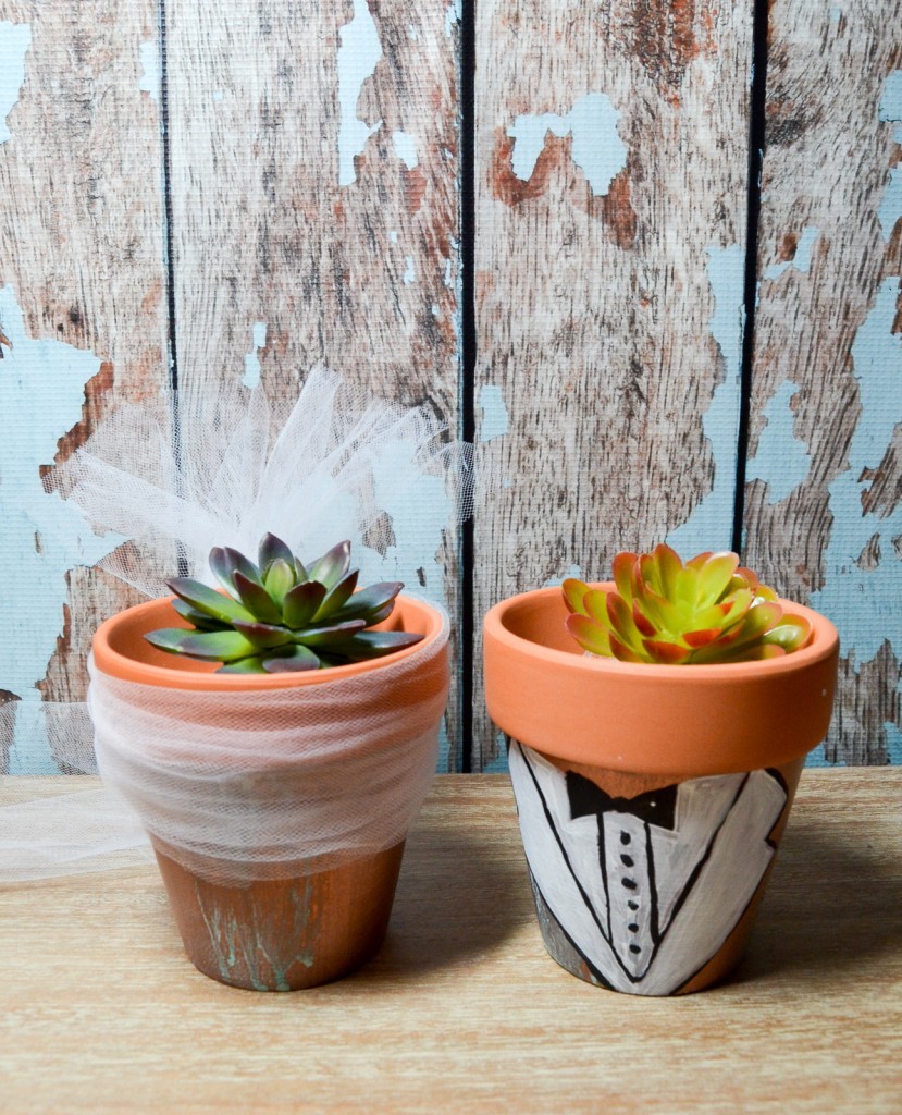 Bride and Groom Flowerpots