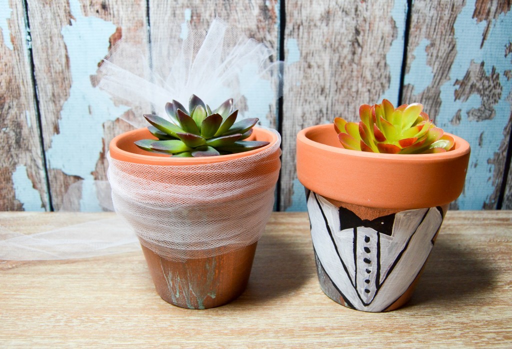 Bride and Groom Flowerpots