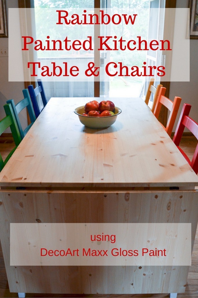 Rainbow Painted Kitchen Table & Chairs