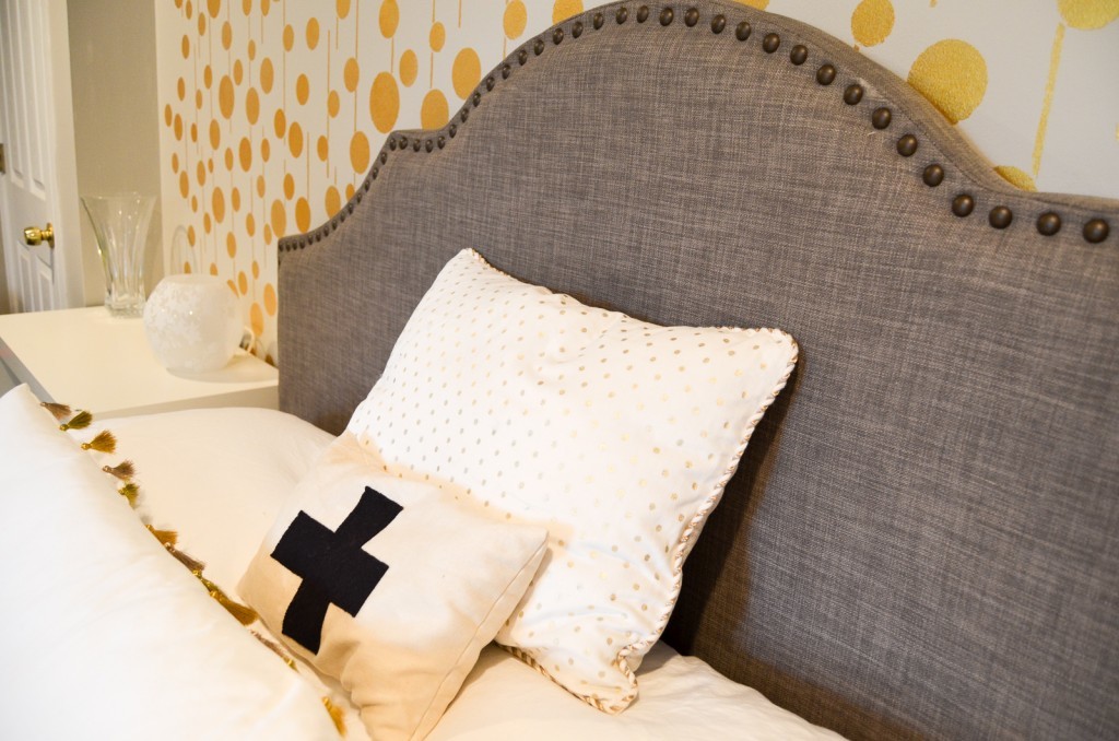 Golden Stenciled Bedroom Wall