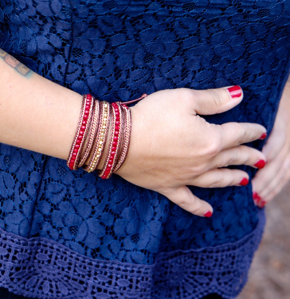 Burgundy & Rose Gold Wrap Bracelet 