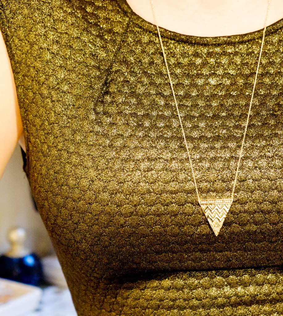 Pave Tribal Triangle Pendant in Gold