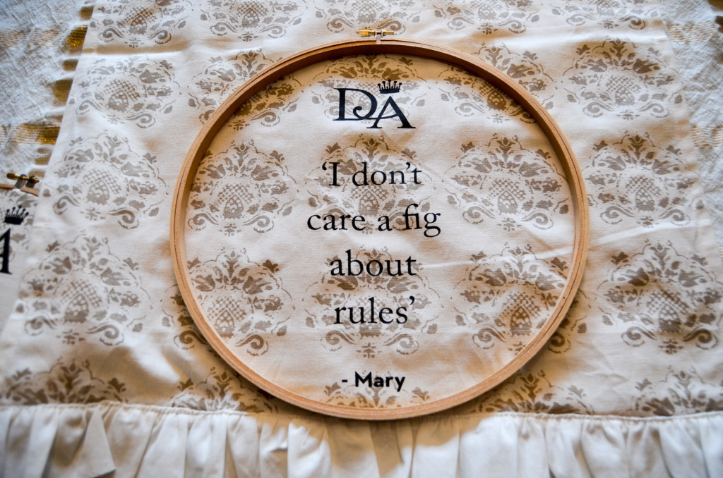 tea towel hoop art