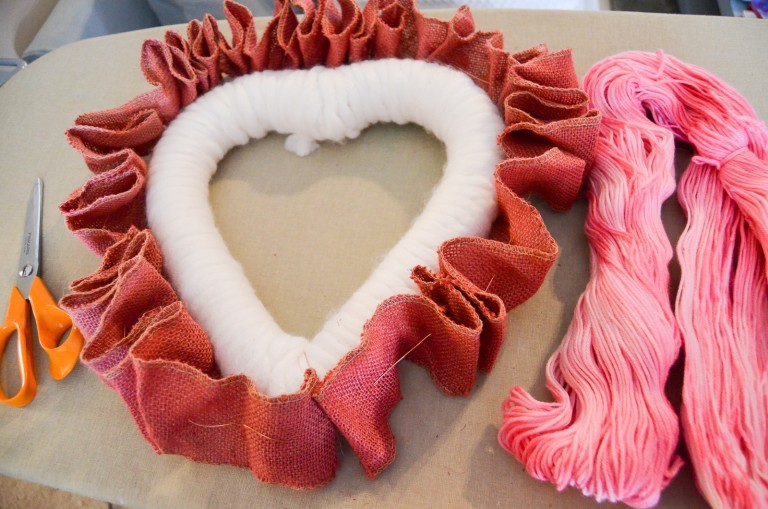 Yarn and Burlap Heart Wreath - Albion Gould