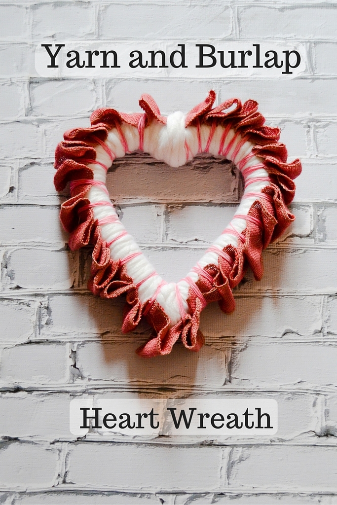 Yarn and Burlap Heart Wreath
