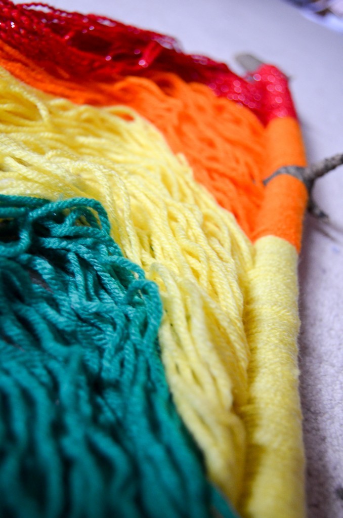 Rainbow Pom Pom Yarn Weaving