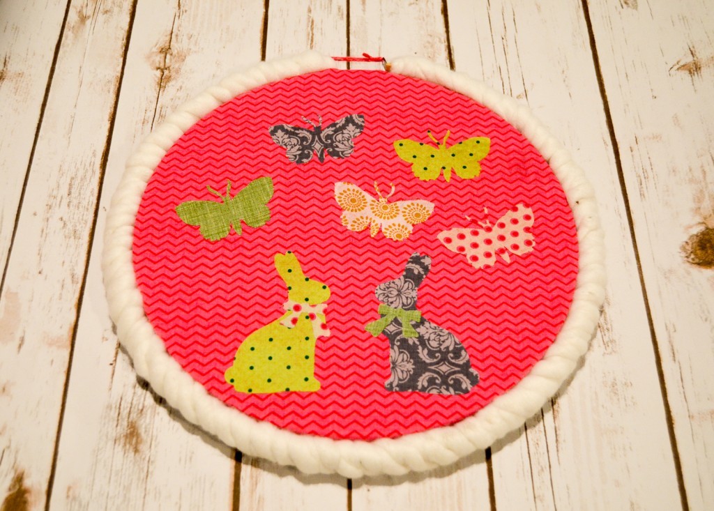 No Sew Butterflies and Bunnies Hoop Art