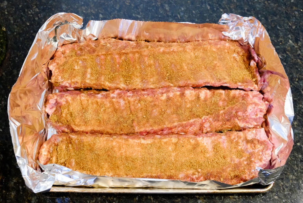 place ribs onto foil lined pan