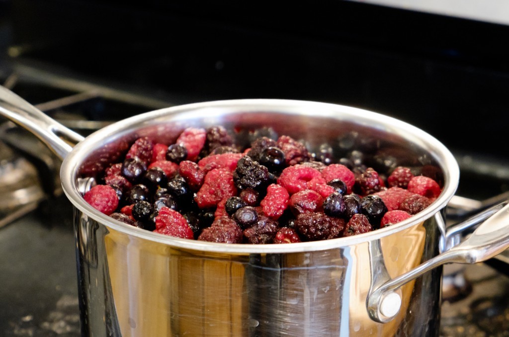 berries in saucepan