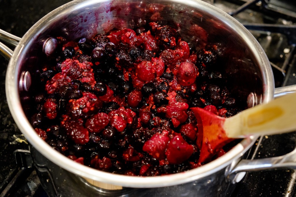 berries in saucepan