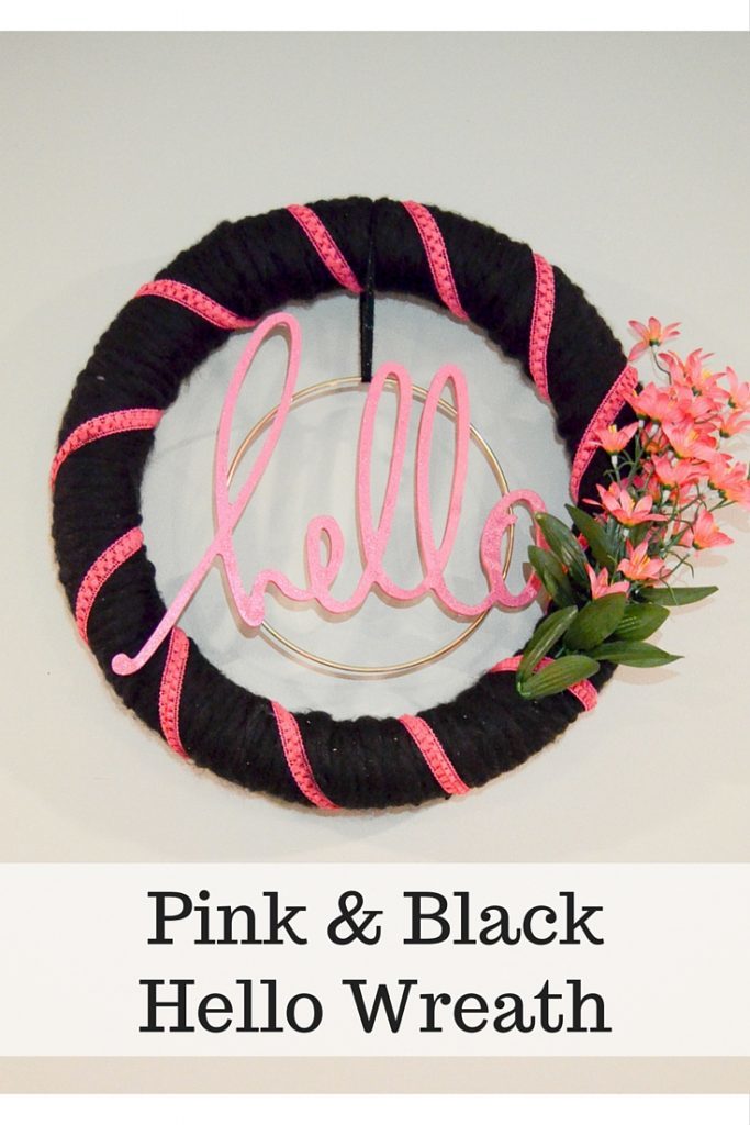 Pink and Black Hello Wreath