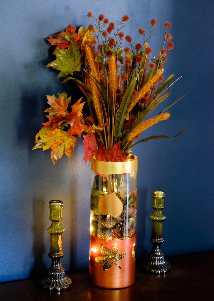 Metallic Painted Fall Vase 