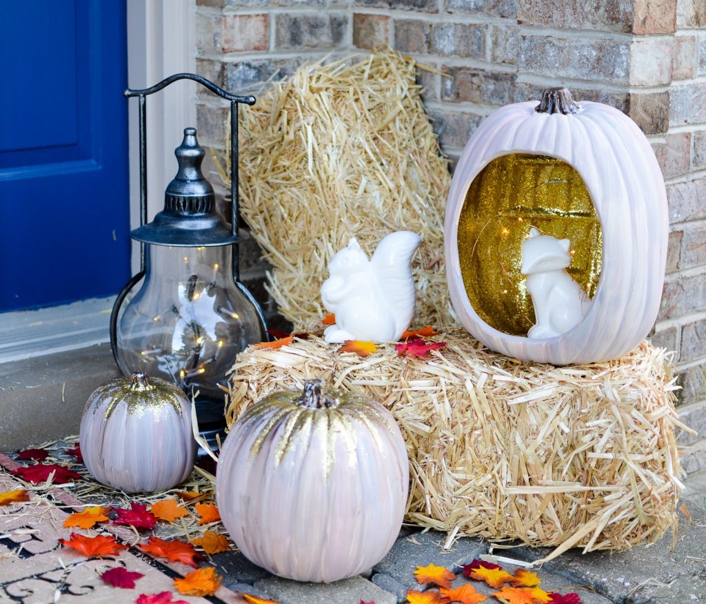 Rustic Glitter Woodland Pumpkins