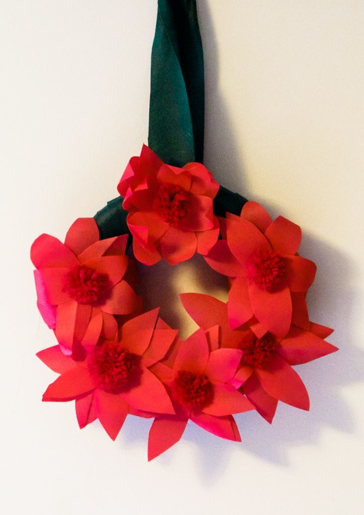 No-Sew Poinsettia Wreath