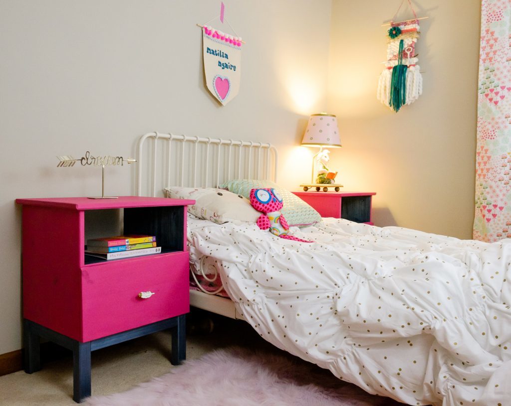 Pink and Blue Painted Nightstands