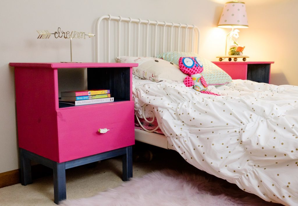 Pink and Blue Painted Nightstands