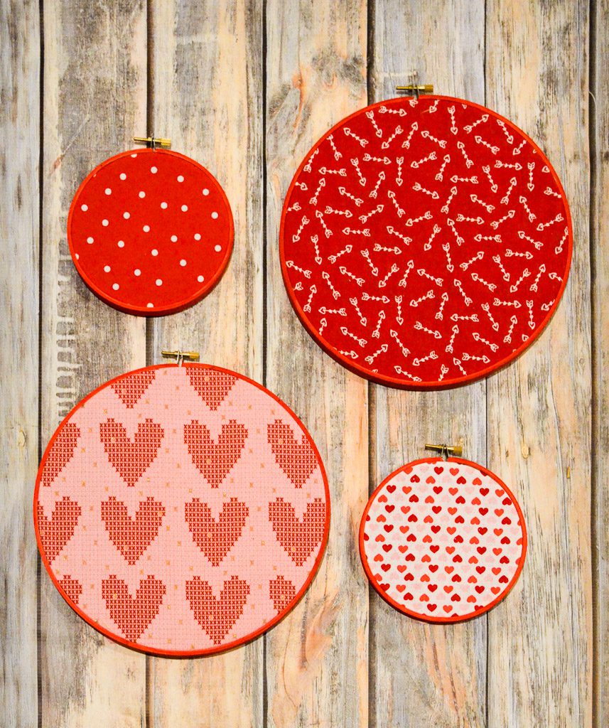 Easy Valentine's Day Fabric Hoop Art