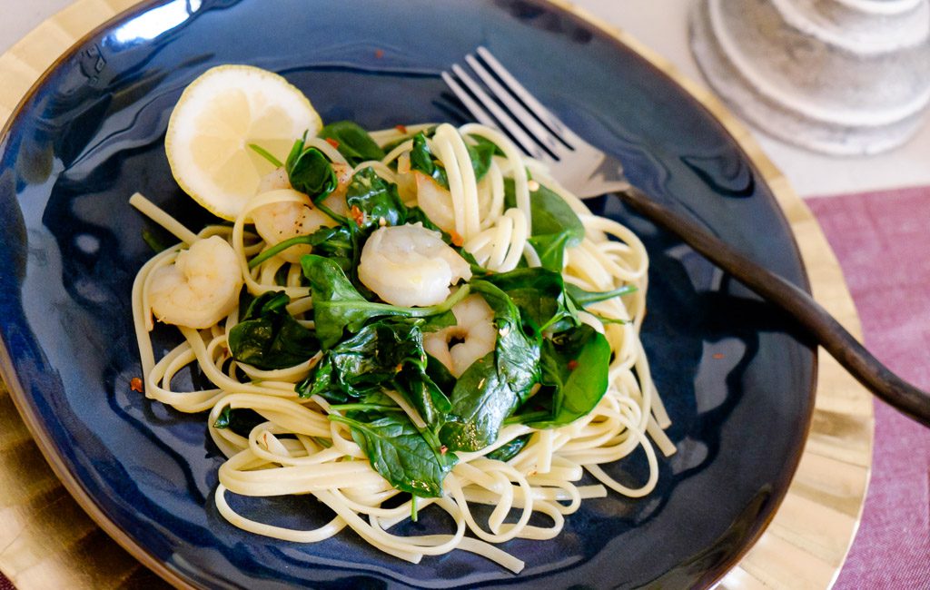 Linguine with Spinach and Shrimp