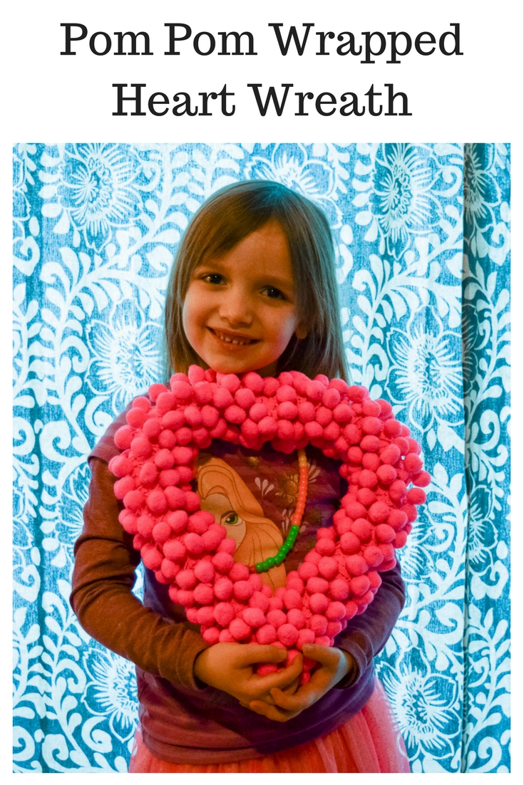 Pom Pom Wrapped Heart Wreath