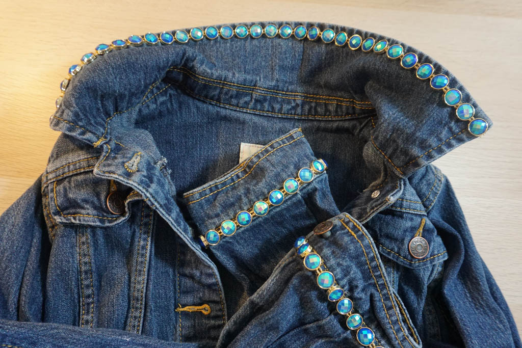 Easy Jean Jacket Update with Sparkly Trim