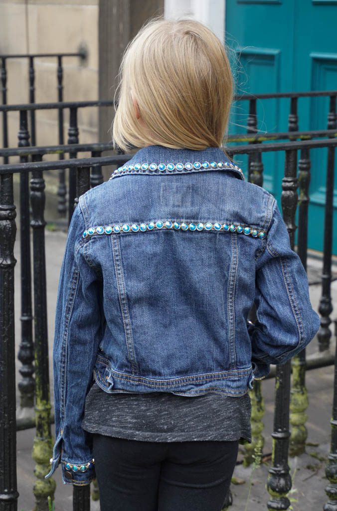 Easy Jean Jacket Update with Sparkly Trim