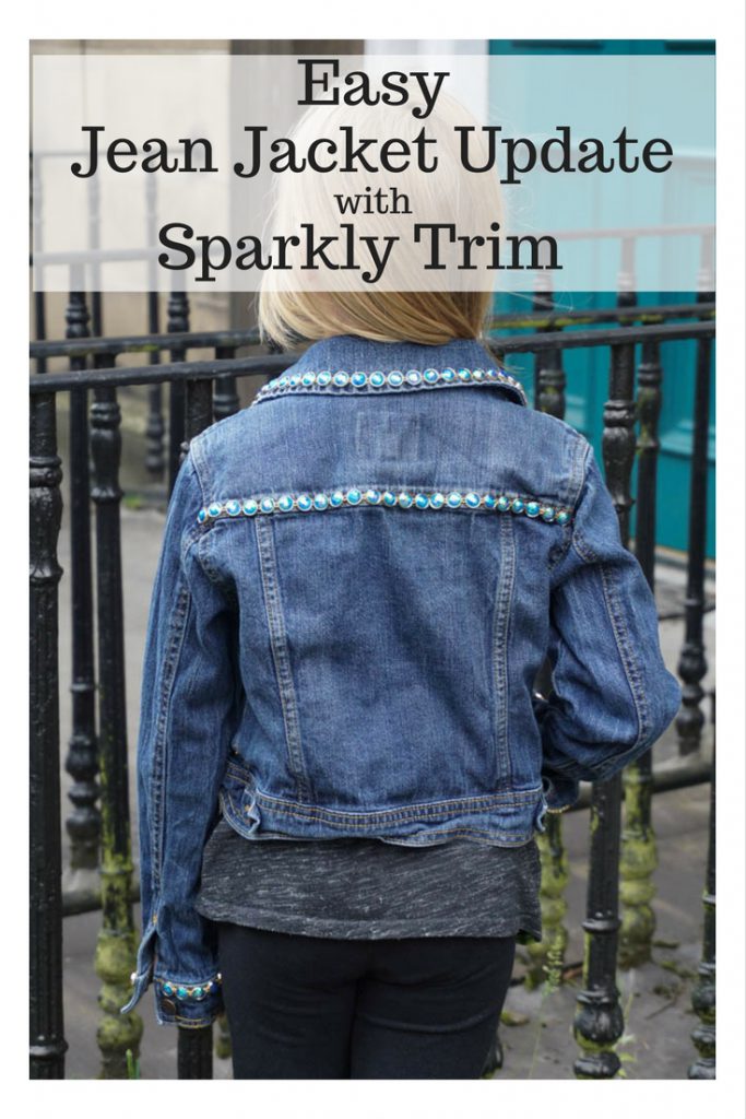 Easy Jean Jacket Update with Sparkly Trim