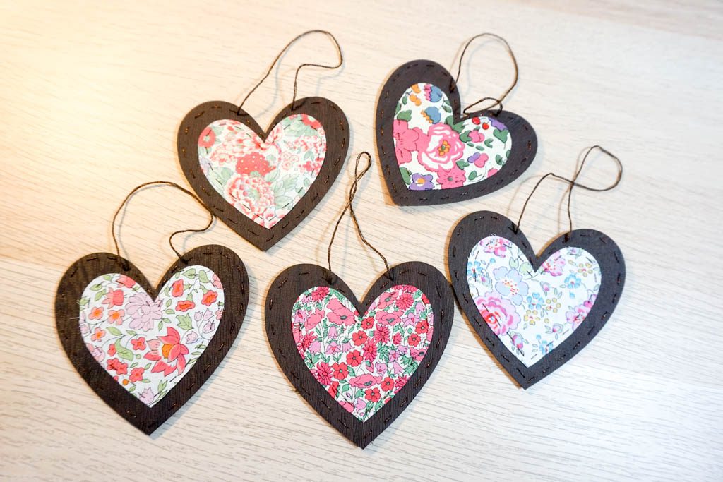 Faux Leather and Fabric Heart Ornaments