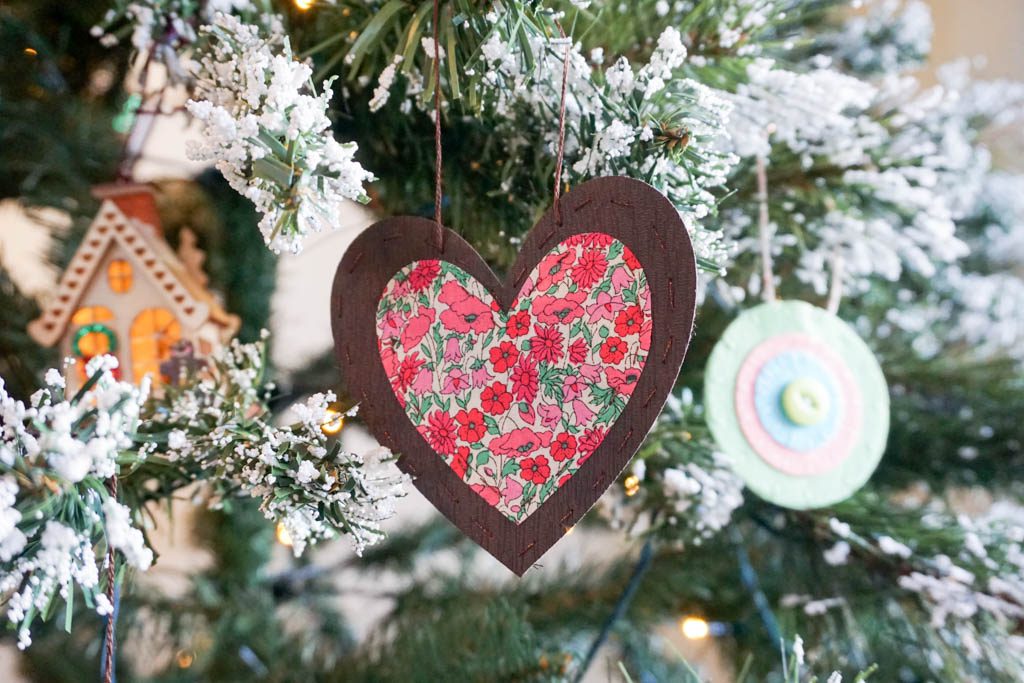 Faux Leather and Fabric Heart Ornaments