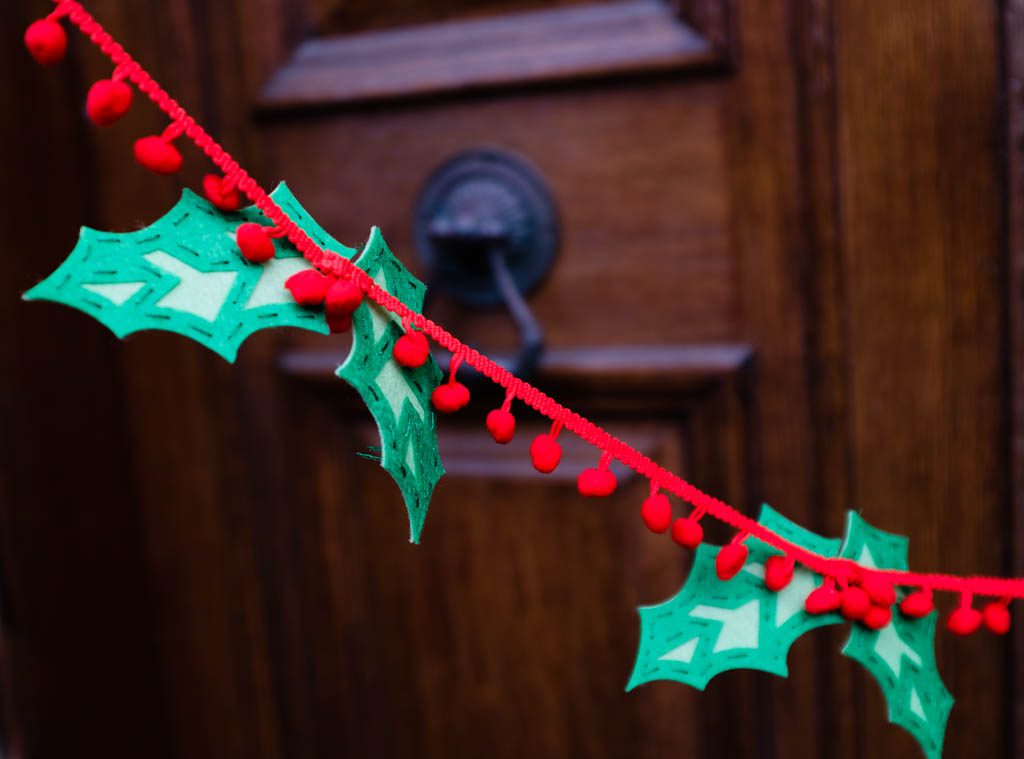 Felt and Pom Pom Holly Garland