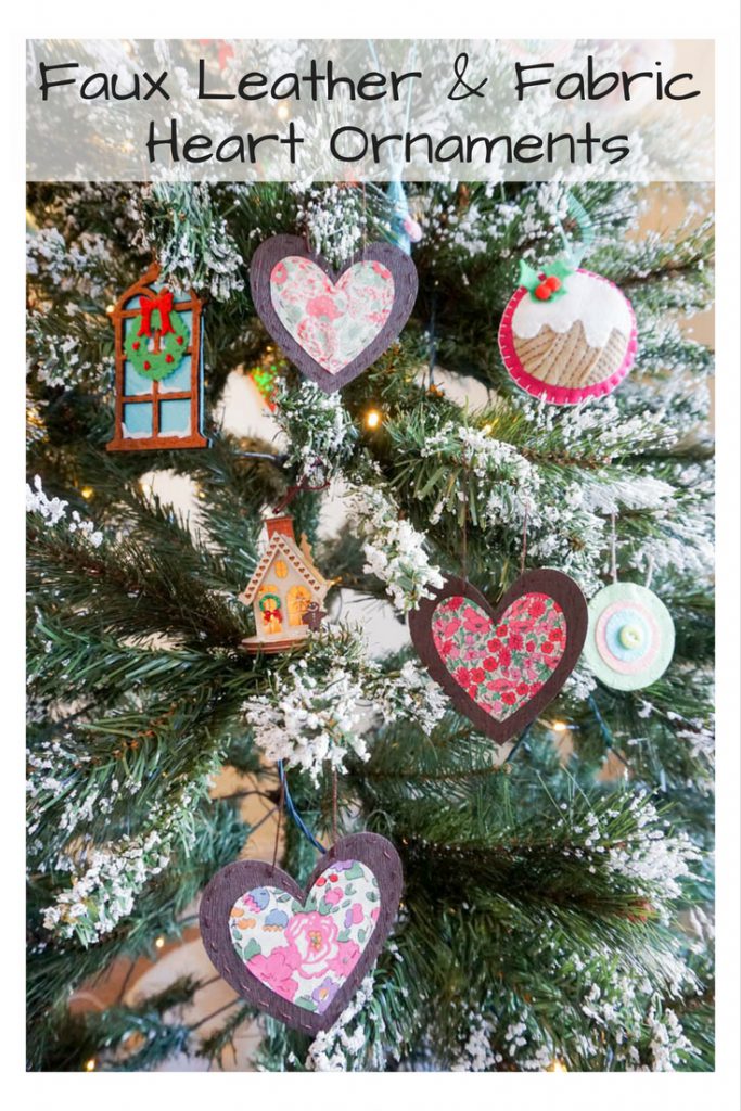 Faux Leather and Fabric Heart Ornaments
