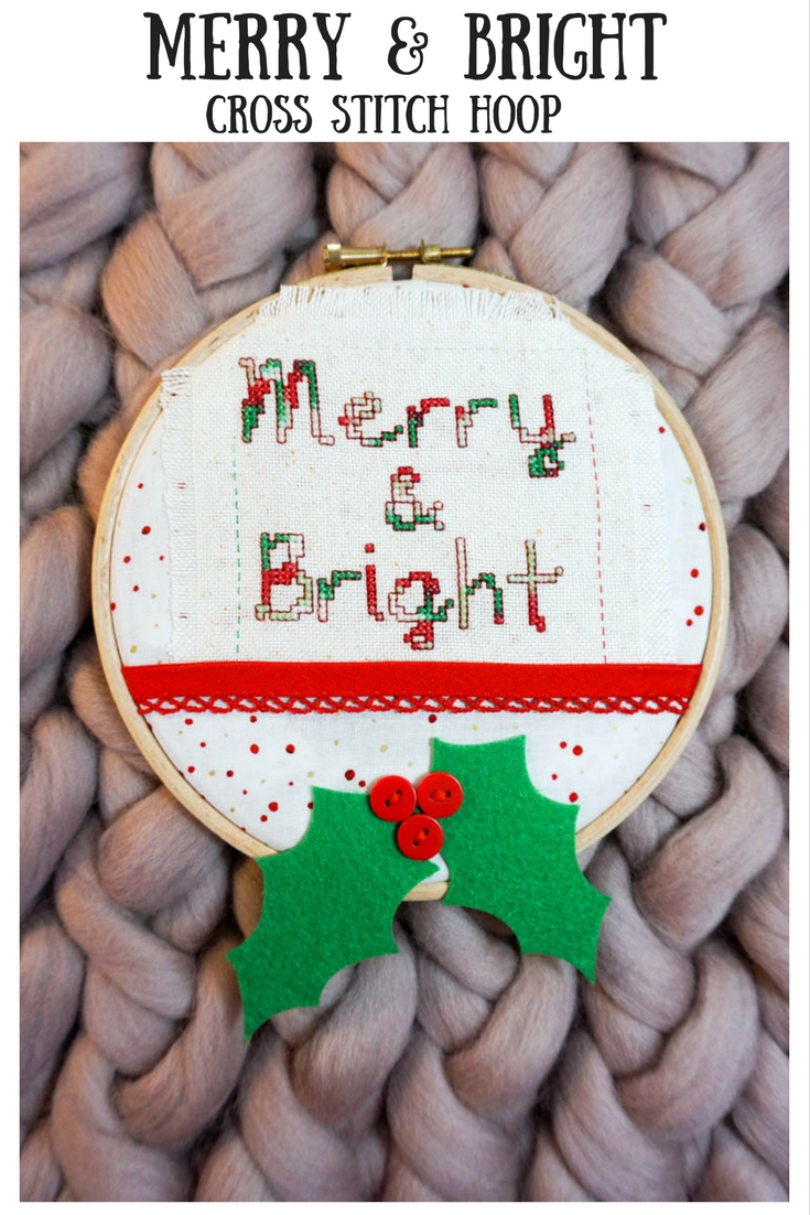 Merry & Bright Cross Stitch Hoop