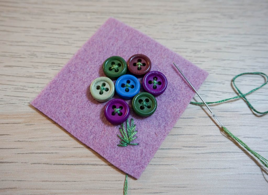 Button Bouquet Brooch