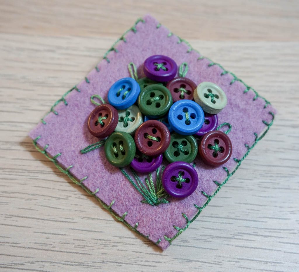 Button Bouquet Brooch