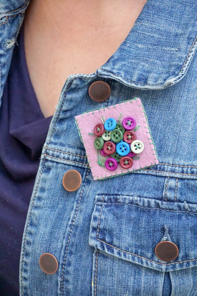 Button Bouquet Brooch