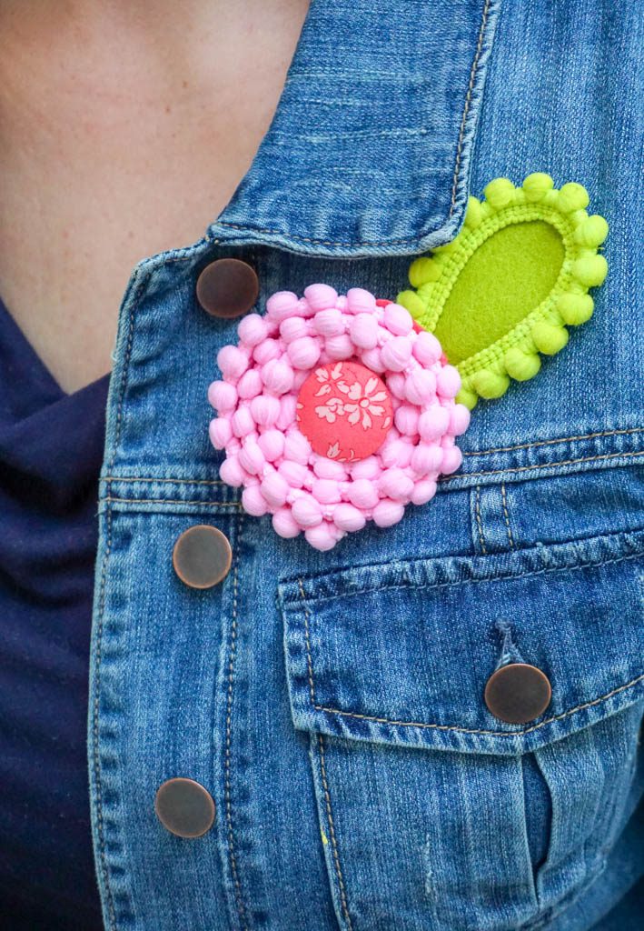 Pom Pom Trim Flower Wreath